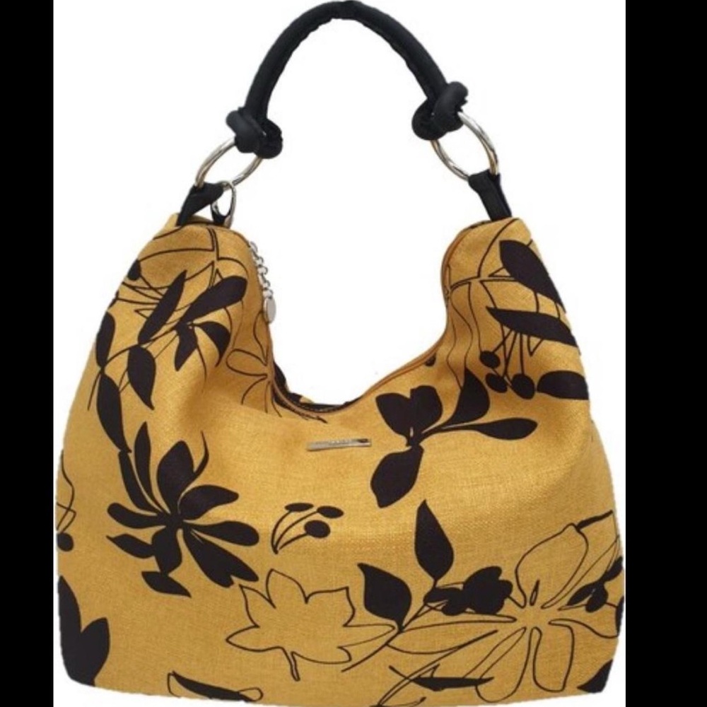 Teresa Cambi yellow and black floral shoulder bag